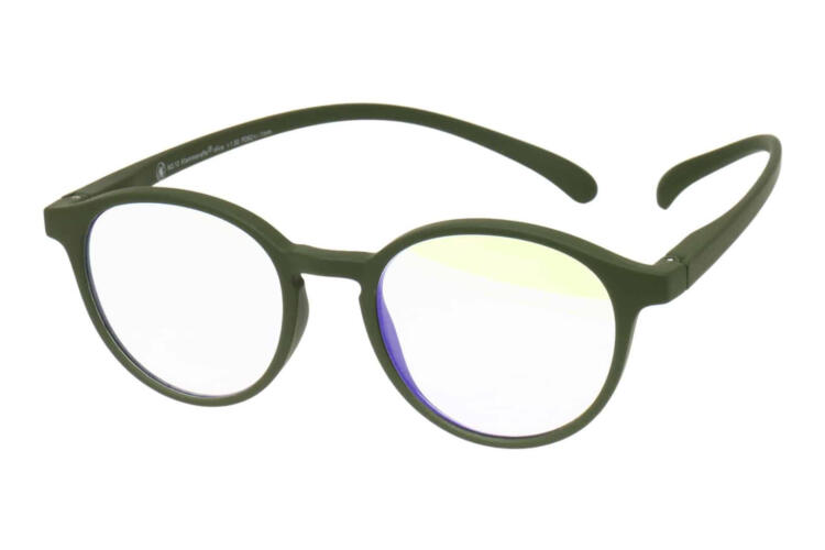 Blaufilter-Lesebrille-Klammeraffe-12-offen-frontal-olive No. 12 60% Olive