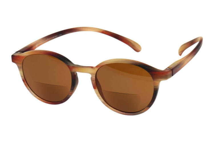 Sonnenlesebrille-bifokal-Klammeraffe-12-offen-frontal-horn No. 12 bifokal Horn