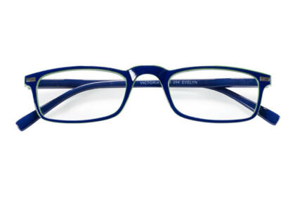 Reading glasses Victoria Collection Evelyn blue green frontal