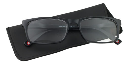 Lesebrille Montana Eyewear MR73 schwarz Produktbild mit Etui