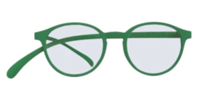 Blue light filter glasses Klammeraffe No. 12 grass green frontal Blue light filter glasses Klammeraffe No. 12 grass green