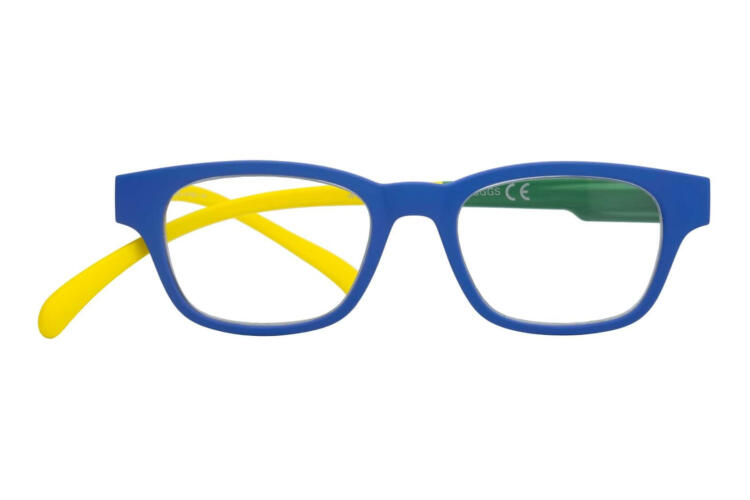 Klammeraffe Lesebrille No. 03 blue-green-yellow frontal No. 03 Blue Green Yellow