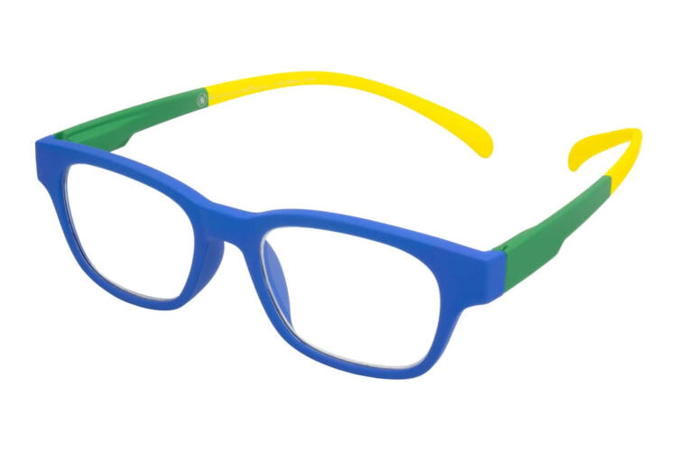 Klammeraffe reading glasses No. 03 blue-green-yellow sideways No. 03 Blue Green Yellow