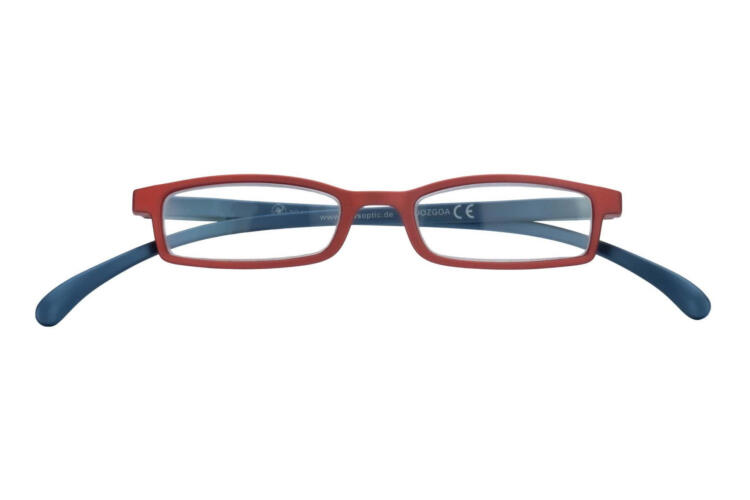 Lesebrille Klammeraffe 02 red-blue geschlossen Lesebrille Klammeraffe 02 red-blue geschlossen