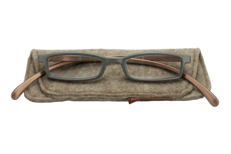Reading glasses Klammeraffe 02 silver-copper with case