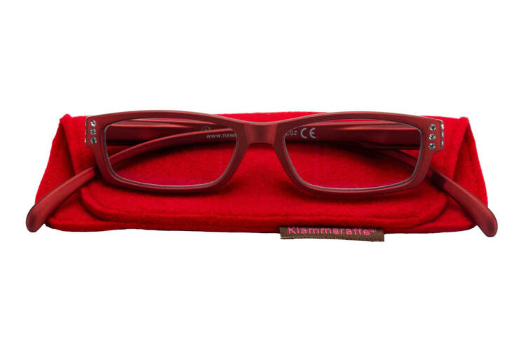 Lesebrille Klammeraffe 05 rot-strass mit-etui Lesebrille Klammeraffe 05 rot-strass mit-etui