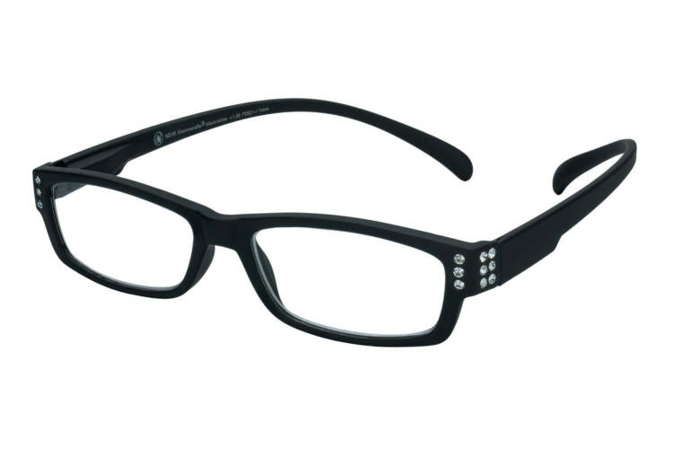 Lesebrille Klammeraffe No. 05 schwarz-strass seitlich Lesebrille Klammeraffe No. 05 schwarz-strass seitlich