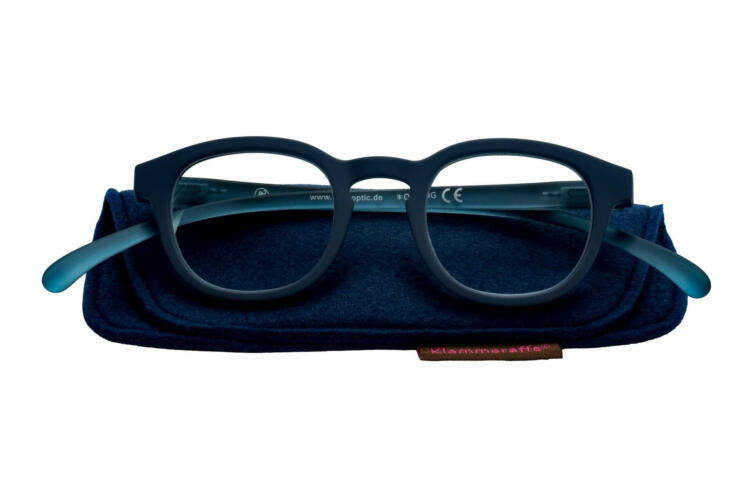 Klammeraffe-reading-glasses-14-blue-with-case Reading glasses Klammeraffe no. 14 blue with case