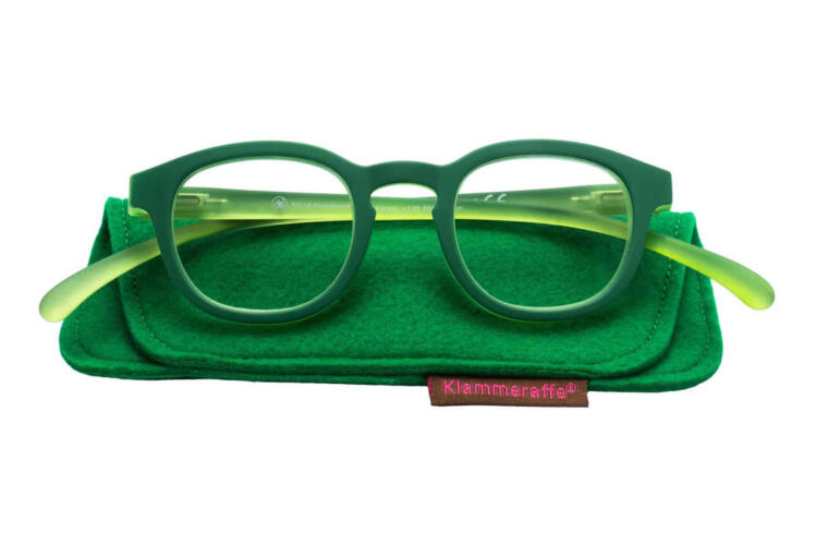 Klammeraffe-reading-glasses-14-green-with-case Reading glasses Klammeraffe no. 14 green with case