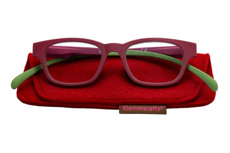 Klammeraffe-reading-glasses-03-red-berry-green-with-case Reading glasses Klammeraffe 03 red-berry-green with case