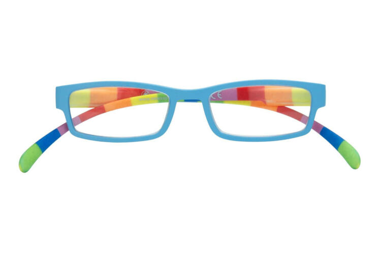 Lesebrille Klammeraffe 08 farbenfroh blue geschlossen Lesebrille Klammeraffe 08 farbenfroh blue geschlossen