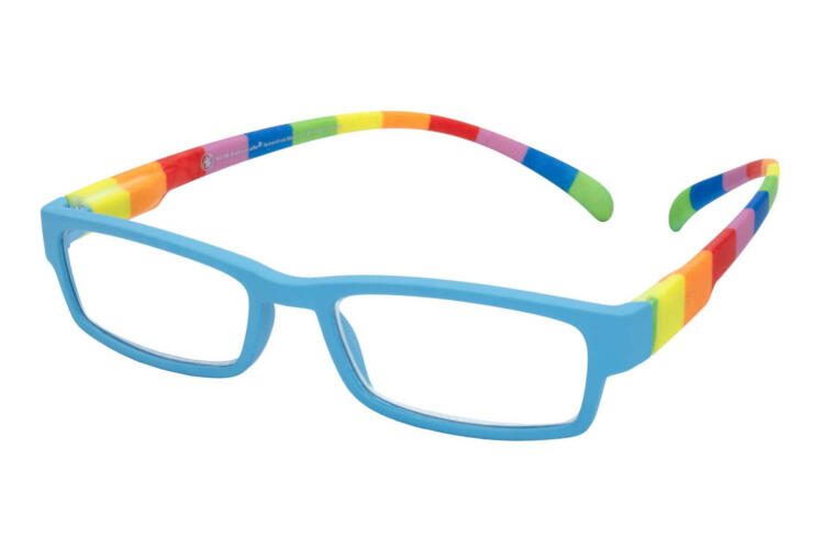 Lesebrille Klammeraffe 08 farbenfroh blue seitlich Lesebrille Klammeraffe 08 farbenfroh blue seitlich