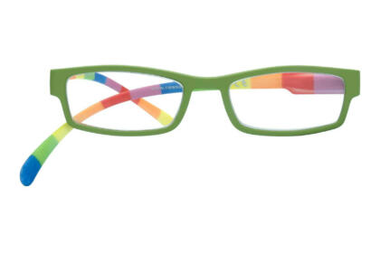 Reading glasses Klammeraffe 08 colorful green frontal Reading glasses Klammeraffe 08 colorful green frontal
