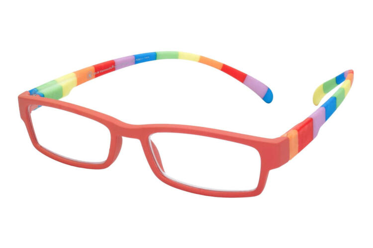 Lesebrille Klammeraffe 08 farbenfroh red seitlich Lesebrille Klammeraffe 08 farbenfroh red seitlich