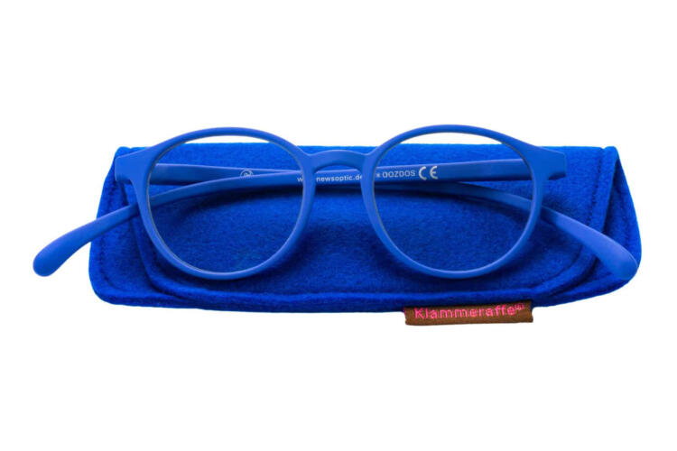Reading glasses Klammeraffe 12 new blue with case Reading glasses Klammeraffe 12 new blue with case