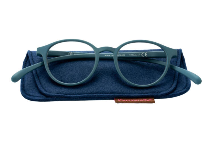 Reading glasses Klammeraffe 12 petrol with case Reading glasses Klammeraffe 12 petrol with case
