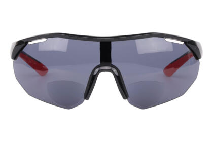 Sportbrille mit Leseteil (bifokal), schwarz/rot