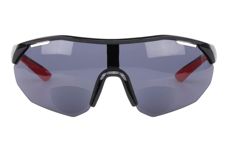 Sports glasses with a reading section (bifocal), black/red