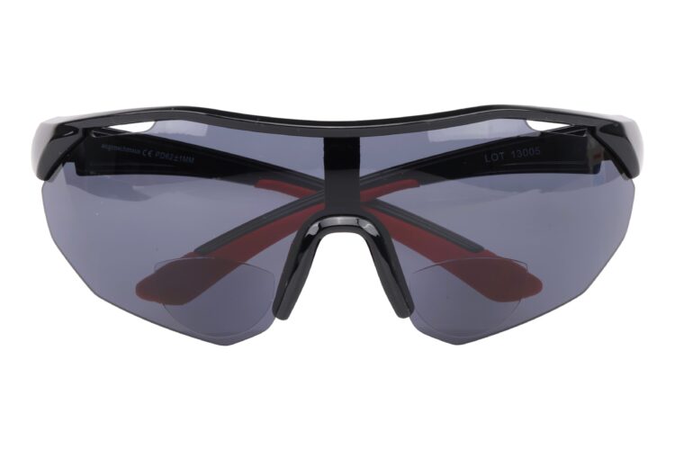 Sports glasses with a reading section (bifocal), black/red