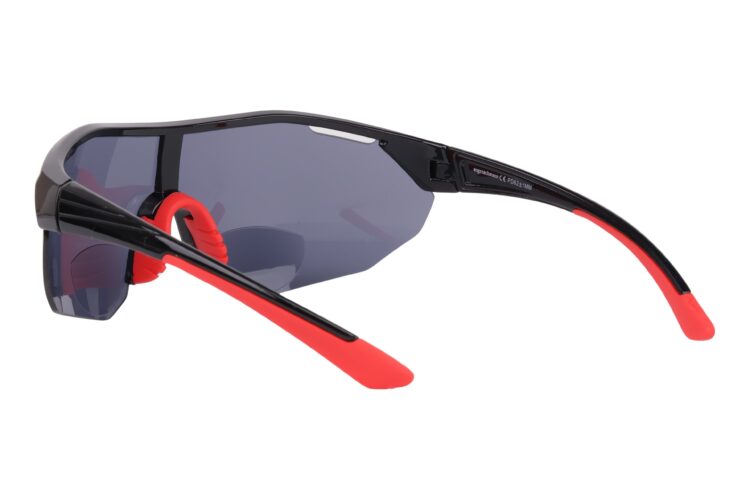 Sports glasses with a reading section (bifocal), black/red