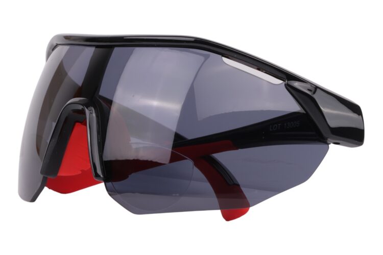 Sports glasses with a reading section (bifocal), black/red