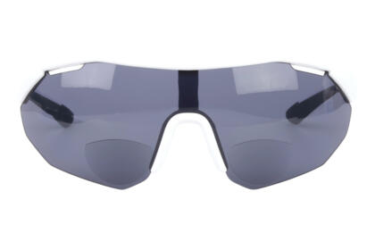 Sportbrille mit Leseteil (bifokal), weiß/grau
