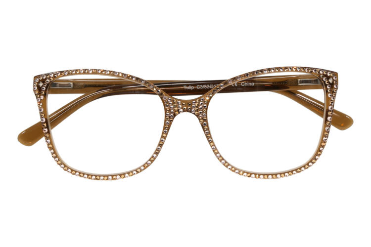 BRI-TULIP-STRASS-BRAUN_frontal_geschlossen Tulip, rhinestone-brown