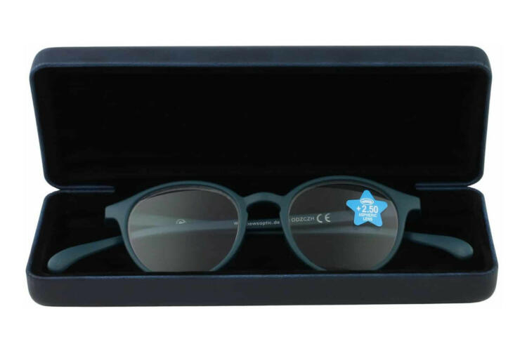 Klammeraffe Etui Dunkelblau mit Brille