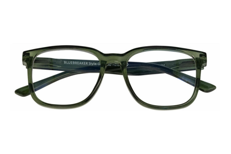 INY-BluebreakerStyle-gruen-frontal-geschlossen Bluebreaker Style Blaulichtfilter Brille Grün