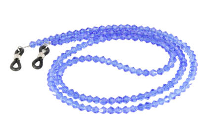 Brillenkette mit Facettenperlen, Blau