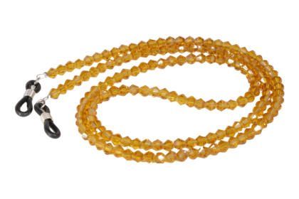 Brillenkette mit Facettenperlen, Gelb
