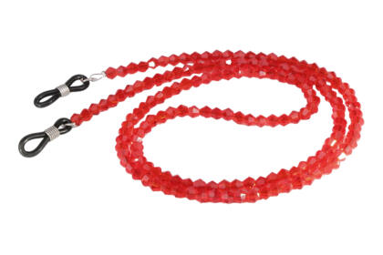 Brillenkette mit Facettenperlen, Rot