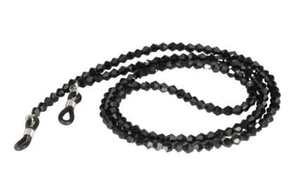 Brillenkette mit Facettenperlen, Schwarz