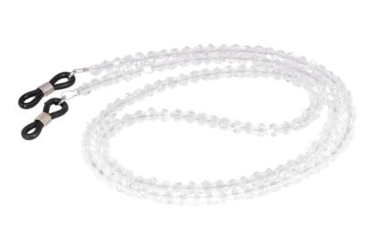 Brillenkette mit Facettenperlen, Weiß